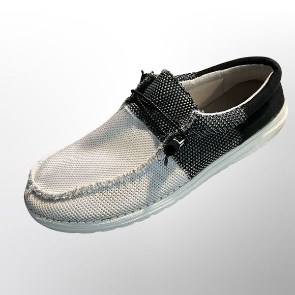 Men’s Hey Dude Wally Sox Funk Black Ice Knit Slip Ons Size 11 - Picture 1 of 7